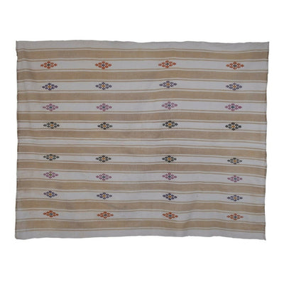 Vintage Striped Cotton Oversize Natural Kilim Rug 6'8" X 8'1"