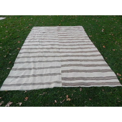 Vintage Striped Turkish Hemp Kilim Rug * Dining Room Carpet 9'2'' x 12'6''