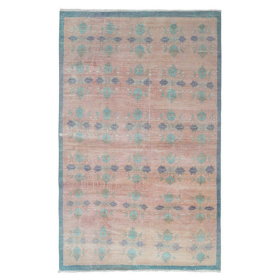 Distressed Oushak Carpet, Decorative Soft Colors Rug 4'3''x 6'8''