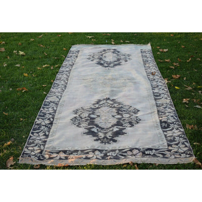Hand Knotted Turkish Oushak  Natural Background Area Rug 4.6 x 13.2 Ft