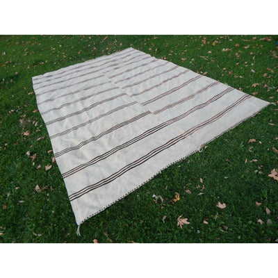 Palace Sized Anatolian Hemp Kilim Rug Hand-Woven Natural Rug - 9' x 12'8''