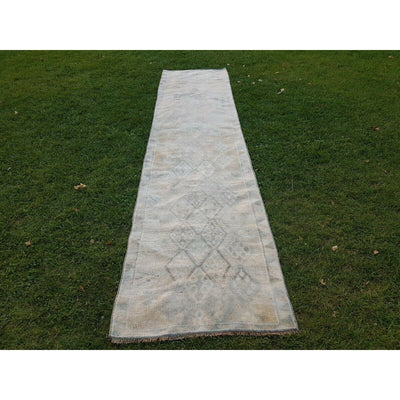 Traditional Distressed Overdyed Oushak Hall Runner Rug - Designer Carpet