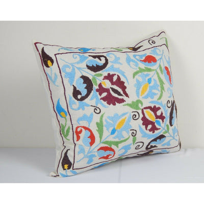Uzbek Traditional Suzani Pillow Cases, Decorative Cushion 17" x 19"