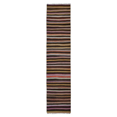 Faded Colors Runner Low Pile Distressed Oushak Kilim Runner 2'4" X 10'9"