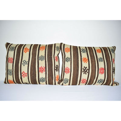 Pair 18" X 24" Vintage Minimalist Style Hemp Pillow With Original Details