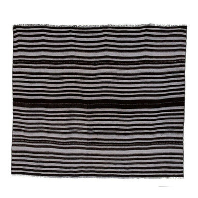 Vintage Striped Goat Hair Turkish Kilim Rug 6'4" X 7'6"