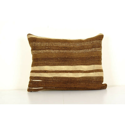 Traditional Turkish Hemp Decorative Brown Kilim Pillow, Anatolian Organic Cushio