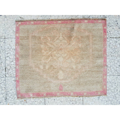 Contemporary Neutral Color Wool Oushak Bathroom Floor Table Rug Mat, 28'' x 23''