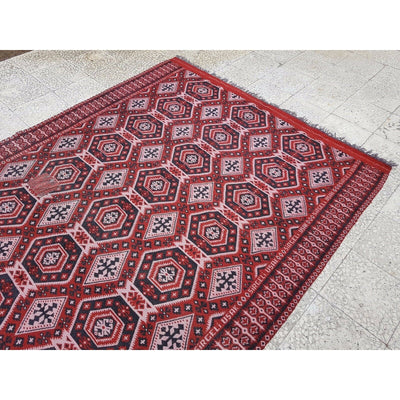 Vintage Handwoven Diningroom Office Size Cotton Turkish Kilim Rug  6 X 9 ft.