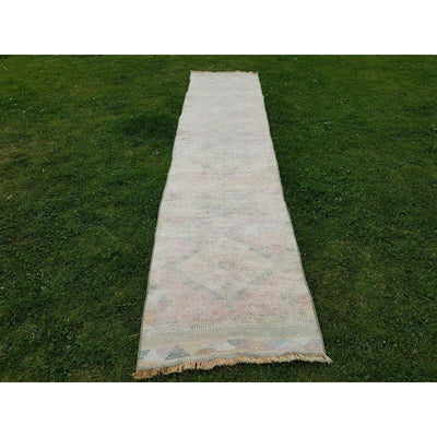 Vintage Handwoven Anatolian Oushak Herki Distressed Area Runner Rug