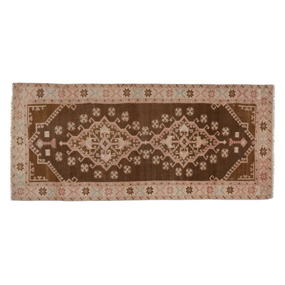 Geometric Anatolian Turkish Runner Rug Wool Hand-Knotted Oriental Carpet 4.4x9.6