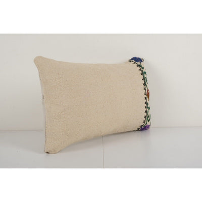 Vintage Kilim Pillowcase Throw Rug Pillow,  Floral Aubusson Lumbar Kilim Pillow