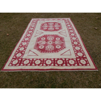 Neutral Soft Colors Large Rug, Muted Wool Rug 6'7'' X 9'9''