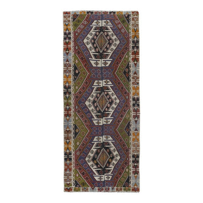 Antique Turkish Anatolian Tribal Kilim, Geometric Organic Wool Kilim Rug