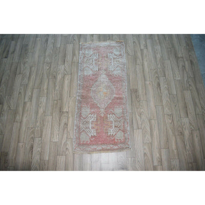 Faded Oushak Door Mat Rug, Turkish Handmade Rug, Small Rug, Vintage Boho Rug