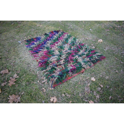 Angora Wool Small Shaggy Rug, Long Pile Filikli Tulu Carpet 3'5" X 4'9"