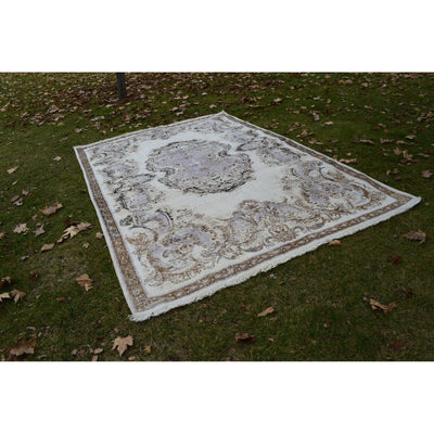 Vintage Oversize Turkish Area Rug, Sparta Carpet with Floral Motif6'11" X 10'4"