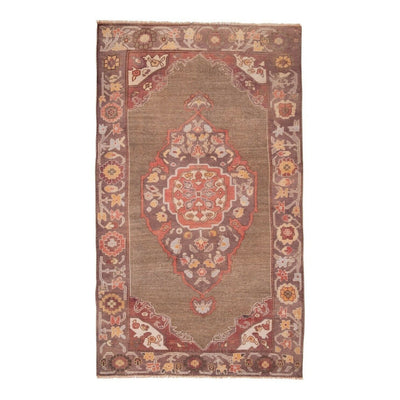 1960s, Handmade Vintage Turkish Karapinar Rug With Central Medallion 5' X 8'6"