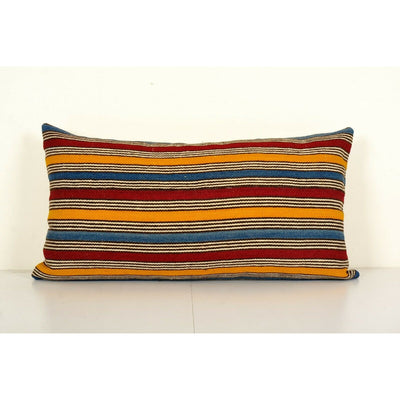 16" x 32" Bohemian Bedding Oushak Rug Pillow Cover, Long Turkish Lumbar Pillow