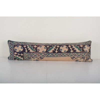 Oushak Rug Lumbar Pillow, Ethnic Pillow Cover, Vintage Traditional Carpet Pillow