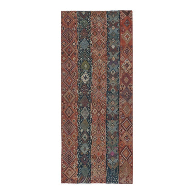 1970s Vintage Turkish Cicim Embroidered Kilim Rug 5'1" X 12'4"