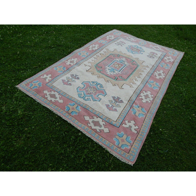 Vintage Turkish Hand-Knotted Oushak Rug | Soft Color Dining Room Rug