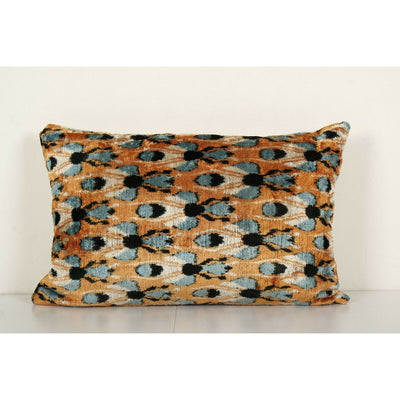 Bronze Silk Ikat Velvet Pillow Cover - Butterfly or HouseflyIkat Lumbar