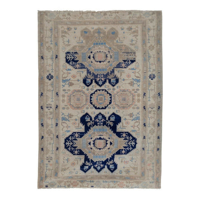 Caucasian Kazak Carpet, Decorative Soft Colors Wool Rug 4'3" X 6'1"