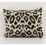 10" x 14" Leopard Ikat Velvet Pillow, Silk Lumbar Cushion Cover