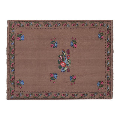 Vintage Aubusson Floral Turkish Kilim Rug 4' X 5'1''