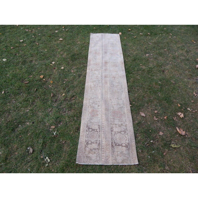 Vintage Distressed Oushak Runner - Pastel Turkish Hallway Carpet 2' X 8'4''