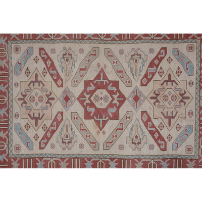 Turkish Oushak Rug With Mid-Century Modern Style in Soft Muted Colors 5'9" X 8'5