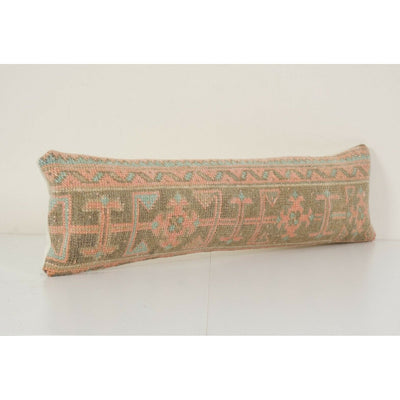 Bohemian Bedding Rug Pillow Cover, Faded Long Turkish Lumbar Pillow