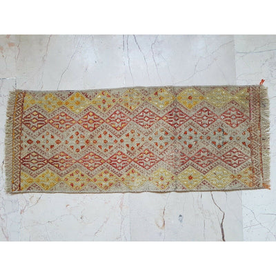 Table and Wall Decor Turkish Handmade Tapestry Jajim Kilim Rug Mat, 12'' X 28''