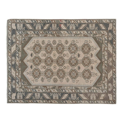 Square Anatole Turkey Hand Knotted Art Deco Wool Rug, circa 1940 6'8" X 8'4"