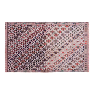 Vintage Natural Pink Jajim Turkish Wool Kilim Rug - Tribal Designer Kilim