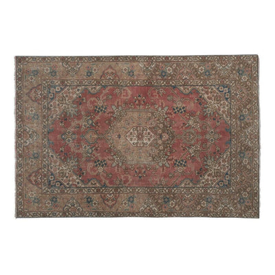 Vintage Handknotted Turkish Unusual Rug with Floral Border 4'5" X 6'4"