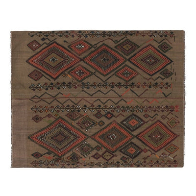 1980s Vintage Turkish Kilim Flat Weave Area Rug 5'3'' x 6'1''