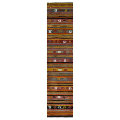 Vintage Short Turkish Kilim Runner - Stair Rug 2'4" X 9'