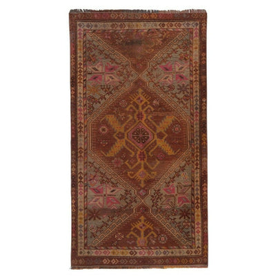 Hand-Knotted Faded Turkish Kurdish Runner Herki Rug 3'8'' x 6'4''