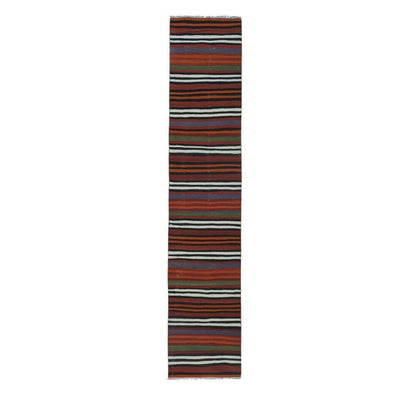 Vintage Striped Turkish Kilim Rug Runner - Stair Carpet 2'2'' x 10'6''