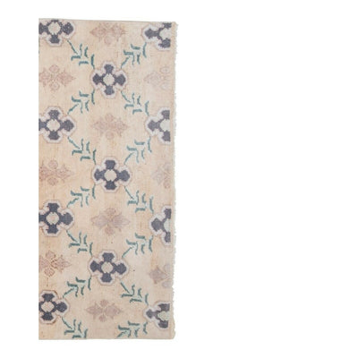 Handknotte Ecru and Gray Turkish Karapinar Runner Rug - Anatolian Carpet