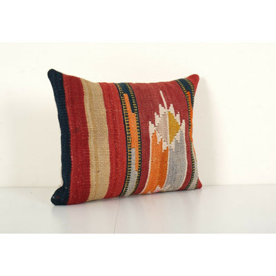 Handmade Geometrical Red Anatolian Kilim Pillow