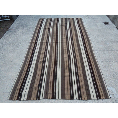 Organic Cream and Gray Color Stripe Kilim Rug,Interior Design Kelim,5'x8'5''