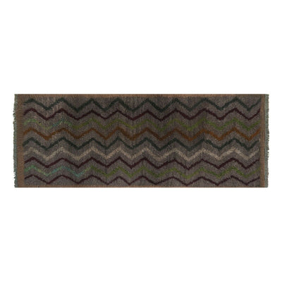 Turkish Zig Zag Gray Wool Shaggy Tulu Runner 2'10" X 7'