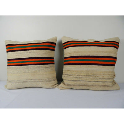 Hemp Kilim Cushion Covers, Set of Two 20" X 20''