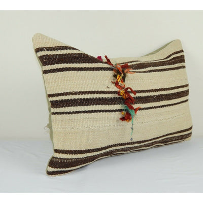 Vintage Minimalist Style Hemp Pillow 16" X 24" Unique Lumbar Kilim Pillow Cover