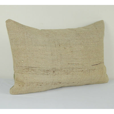 Organic Turkish Hemp Pillow, Kilim Cushion Cover, 16" X 24"