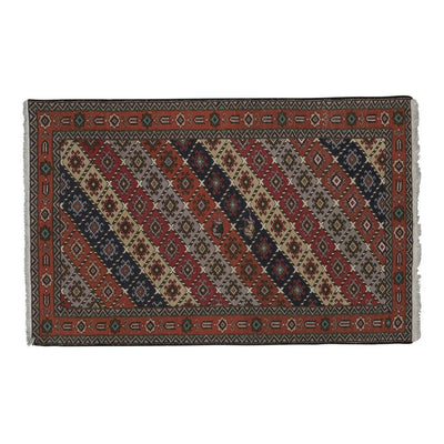 Embroidered Soumak Tapestry, Vintage Handmade Cottage Decor Kelim 4'2'' x 6'5''