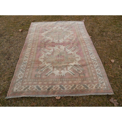 1930s Vintage Pastel Handknotted Turkish Oushak Rug - 4'9'' x 6'8''
